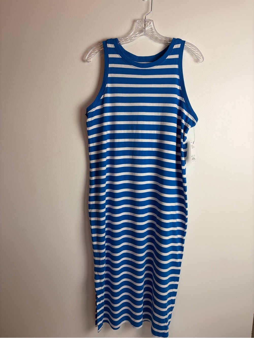 Sonoma Blue and White Striped Tank Midi Dress